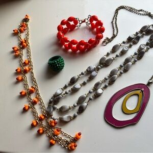 Mod 1960s Jewelry Lot - Beads, Modernist Pendant, Retro